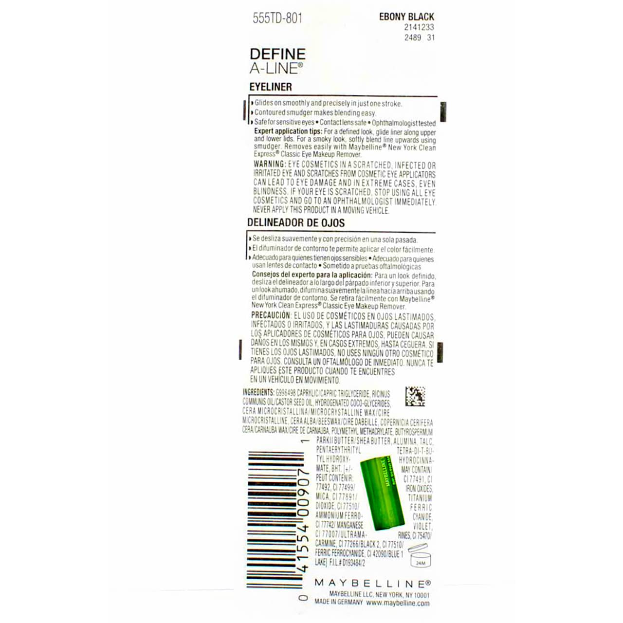 Maybelline Define-A-Line Eyeliner built-in sharpener keeps tips precise.