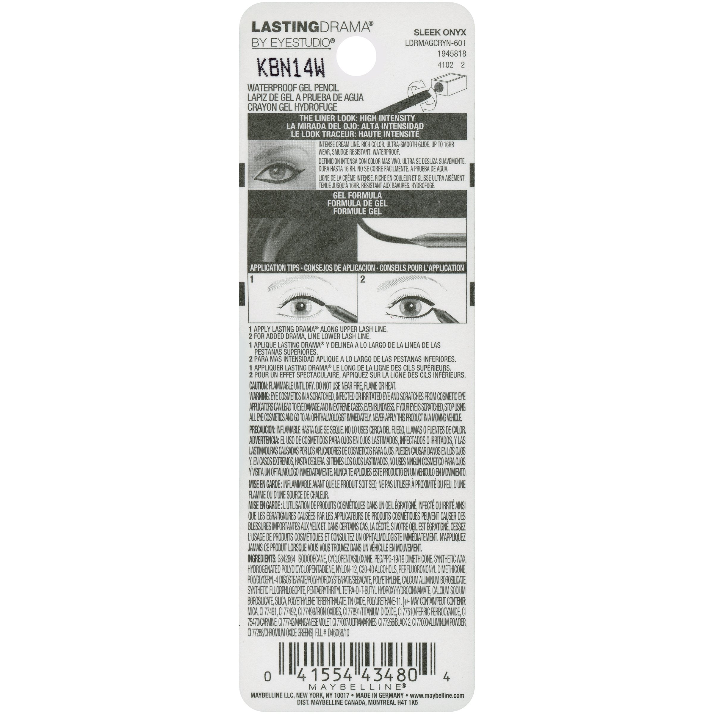 Maybelline Eyestudio Onyx pencil tip closeup for precise outlining.