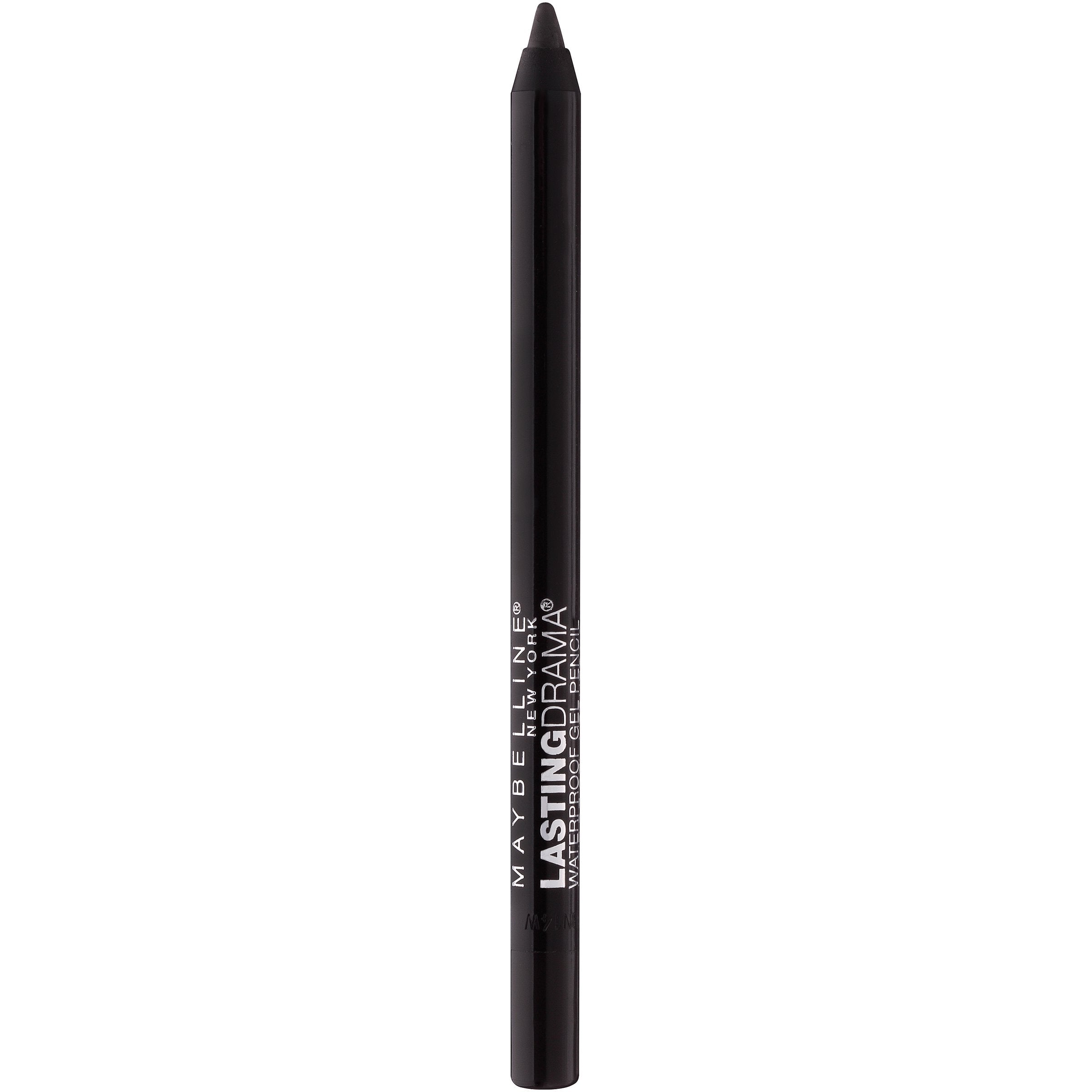 Maybelline Eyestudio Lasting Drama Onyx swatch shows rich matte color and waterproof wear.