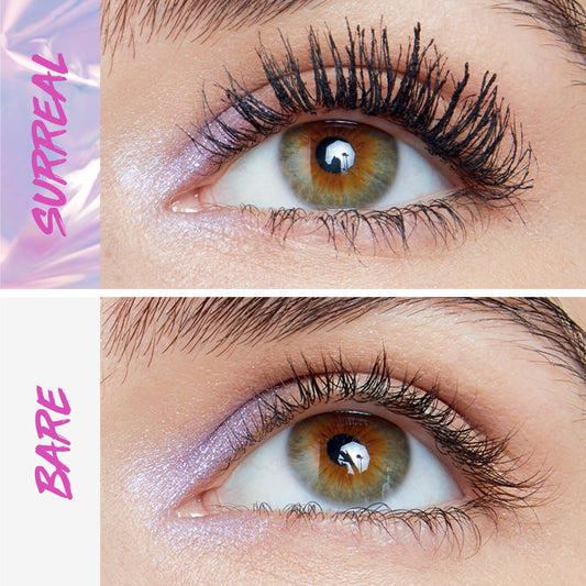 Maybelline Falsies Surreal Extensions mascara brush close-up delivering length from root to tip.