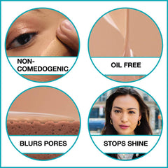 Matte finish swatch highlighting shine control on skin.