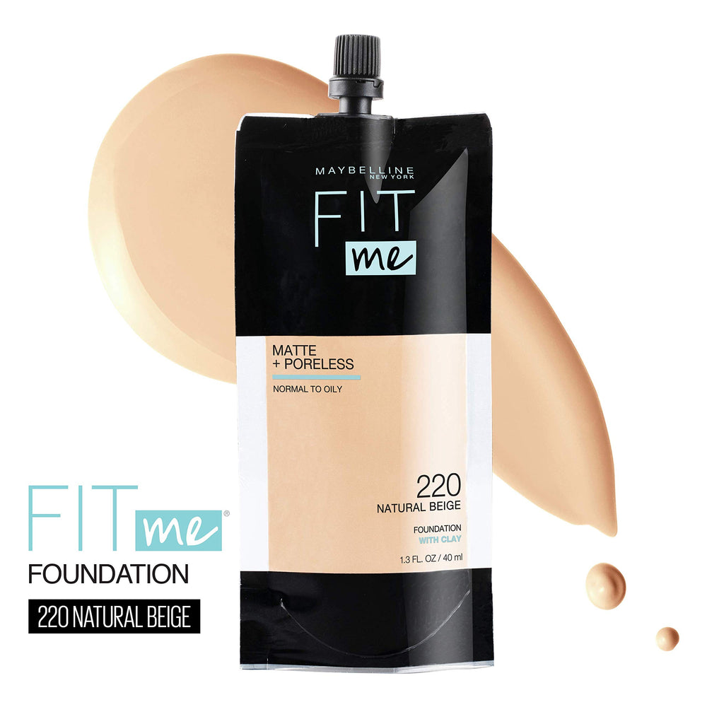 Maybelline Fit Me texture close-up showing pore-blurring micro-powders.