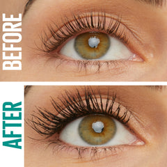 Lashes after application show lifted, defined volume with Maybelline Mega Mousse.