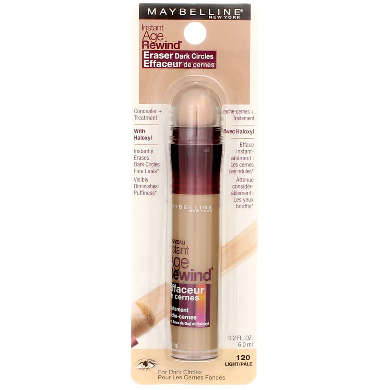 Maybelline Instant Age Rewind micro-corrector applicator close-up delivering precise coverage.