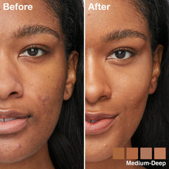 Maybelline Instant Age Rewind Glow swatches showing light coverage blend.