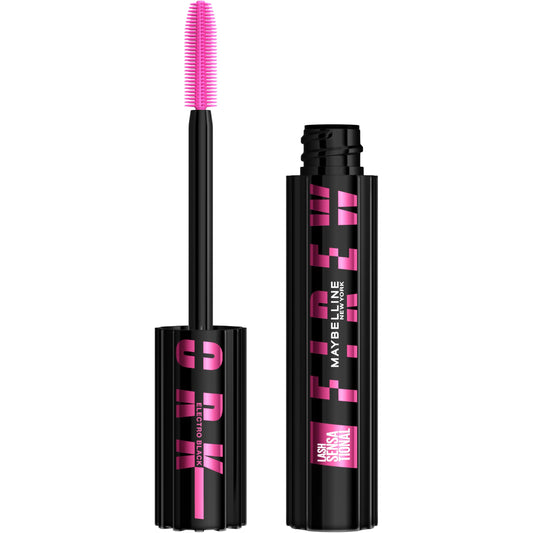 Maybelline Lash Sensational Firework brush applies 360° lash lift for dramatic volume.