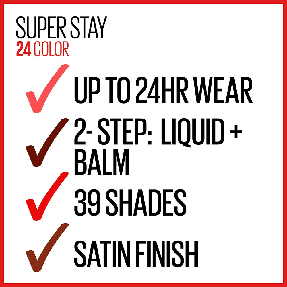 Display of the broad color range offered by Maybelline Super Stay 24