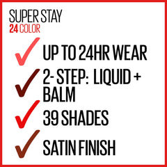 Display of the broad color range offered by Maybelline Super Stay 24