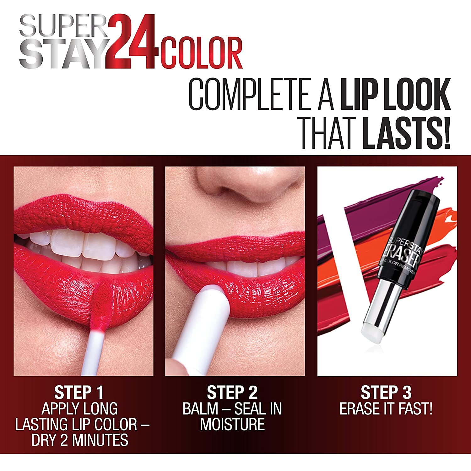 Microflex detail highlights flexible color adhesion of Maybelline lipstick