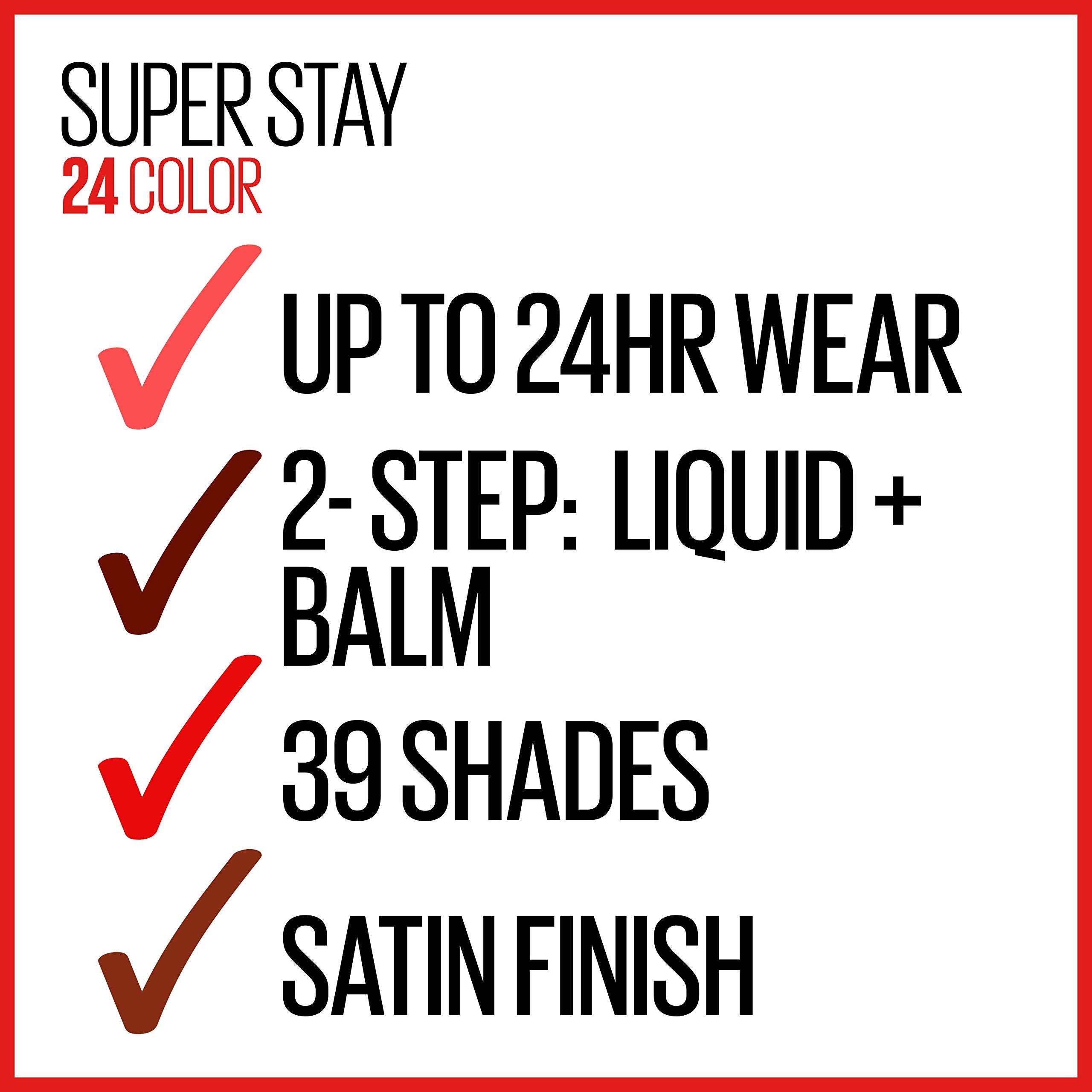 Maybelline Super Stay 24 packaging variety, showcases different colors and finishes.