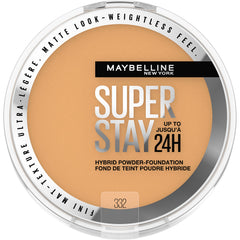 Maybelline Super Stay Hybrid Powder Foundation swatch; medium coverage for natural matte finish