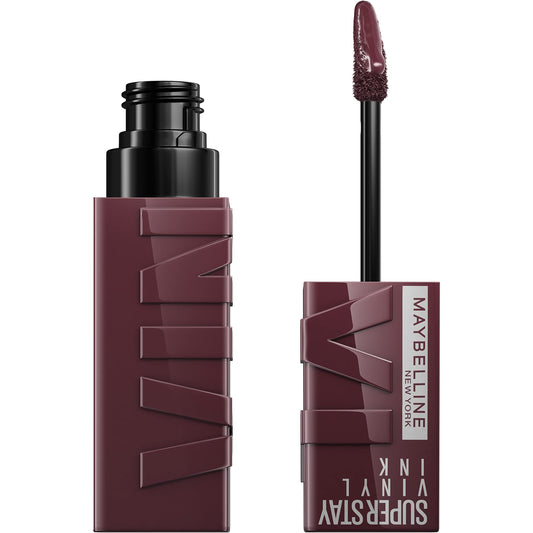 Maybelline Super Stay Vinyl Ink swatch in brown, delivering long-wear color.