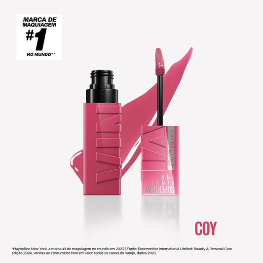 Maybelline Super Stay Vinyl Ink applicator swipe demonstrates precise, transfer-resistant application