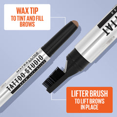 Maybelline TattooStudio Brow Lift Stick application swipe demonstrating use
