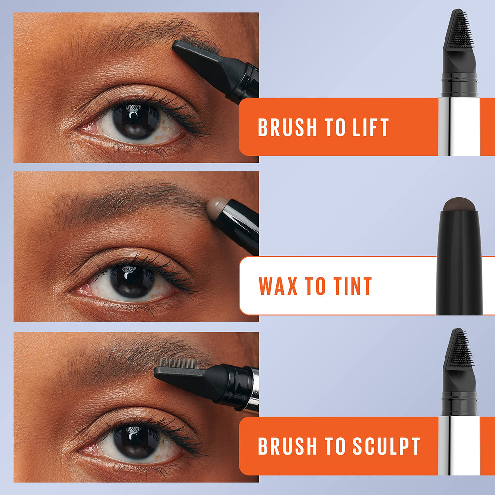 Maybelline TattooStudio Brow Lift Stick closeup shows fade-resistant color on skin