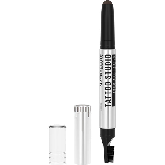 Maybelline TattooStudio Brow Lift Stick in deep brown cap shown for easy touch-ups