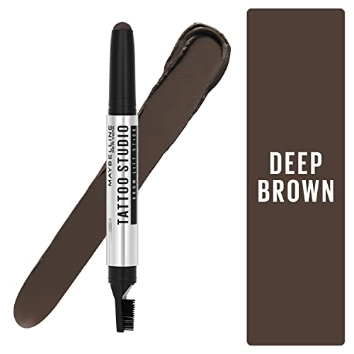 Maybelline TattooStudio Brow Lift Stick packaging shown for travel and touch-ups