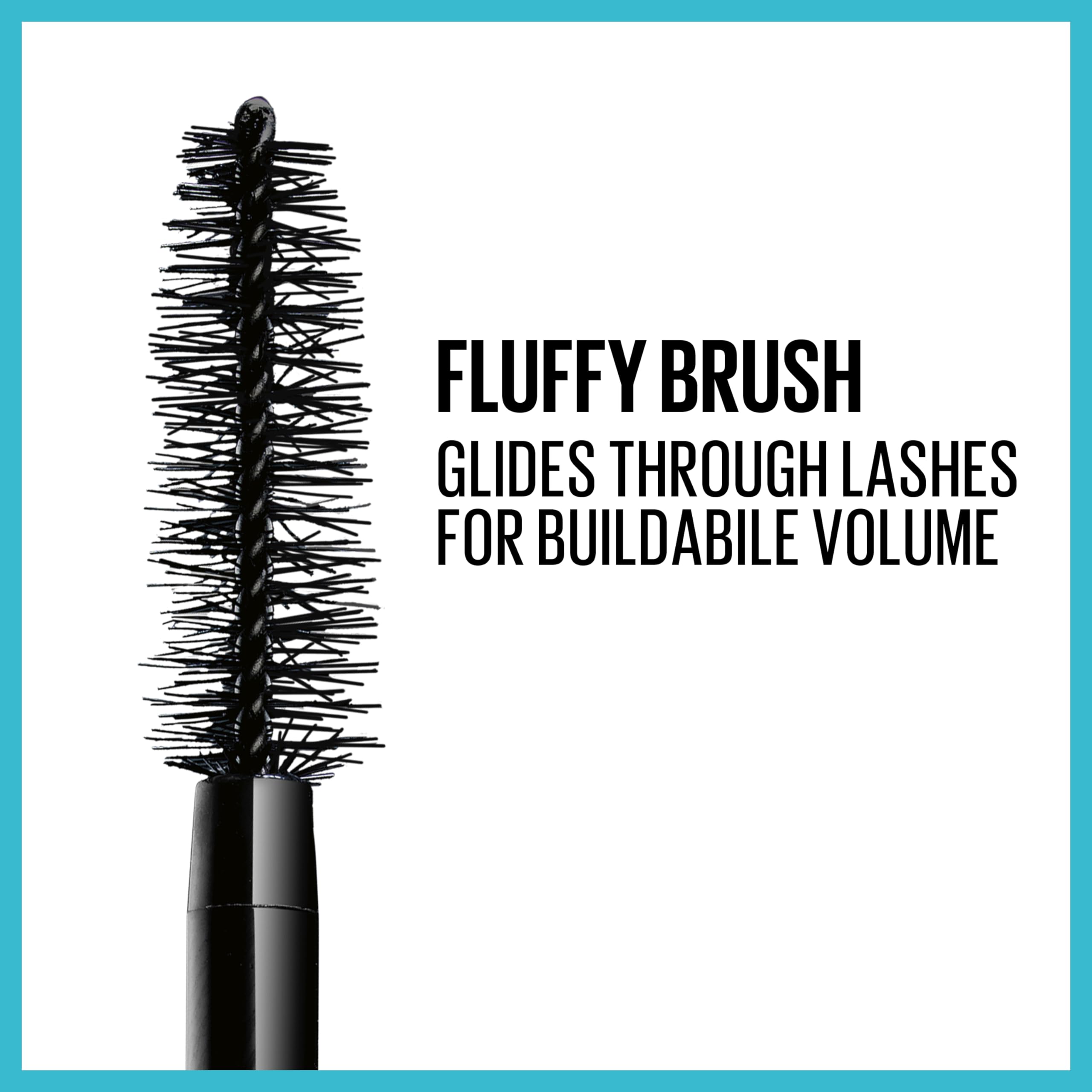 Maybelline wand close-up for precise brush and separated lashes.