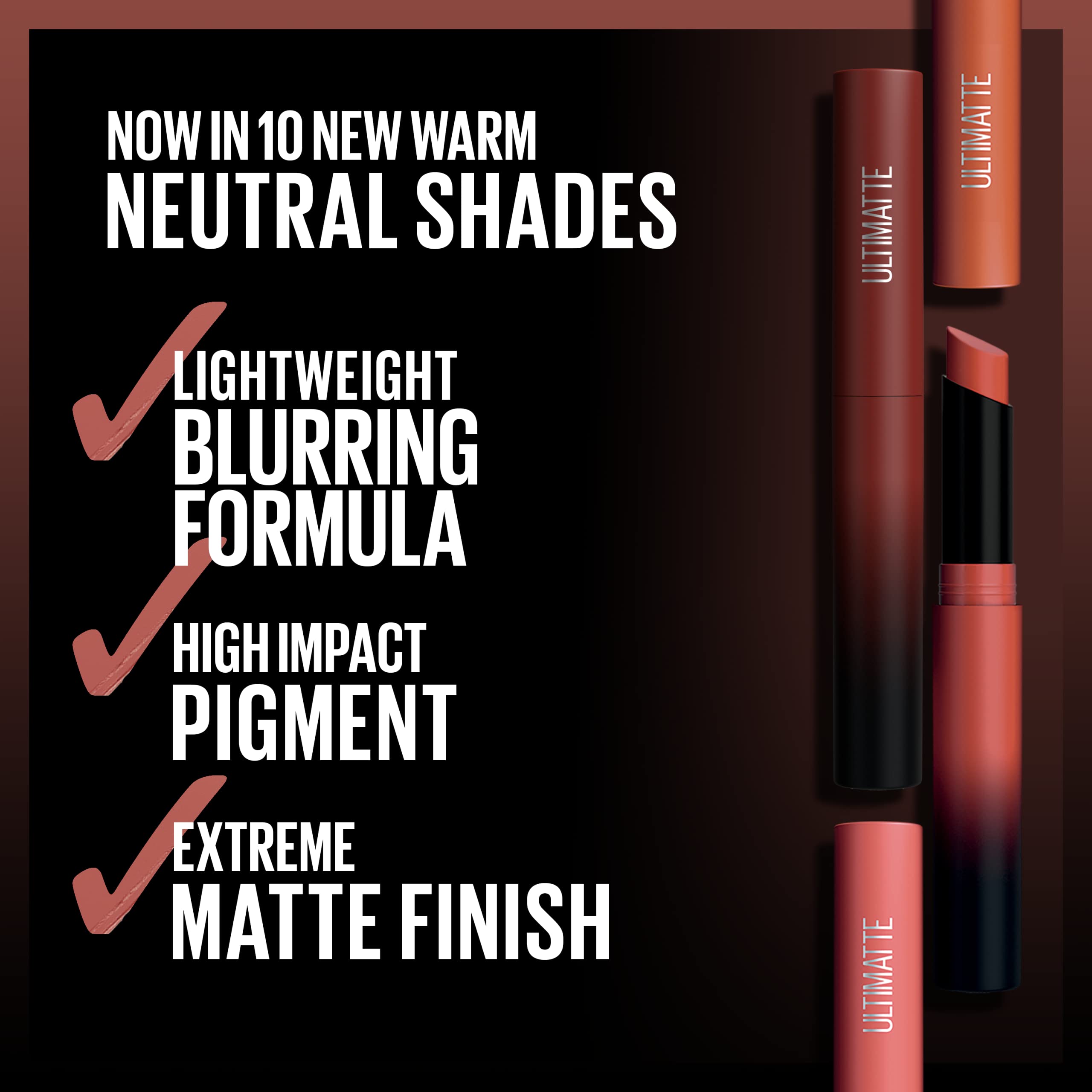 Close-up of Maybelline Ultimatte More Cedar being applied for a smooth matte glide.