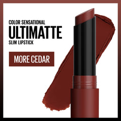 Maybelline Ultimatte More Cedar swatch on arm showing pigment richness.
