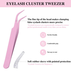Mayhug stainless steel lash cluster tweezers with built-in brush for fluff.