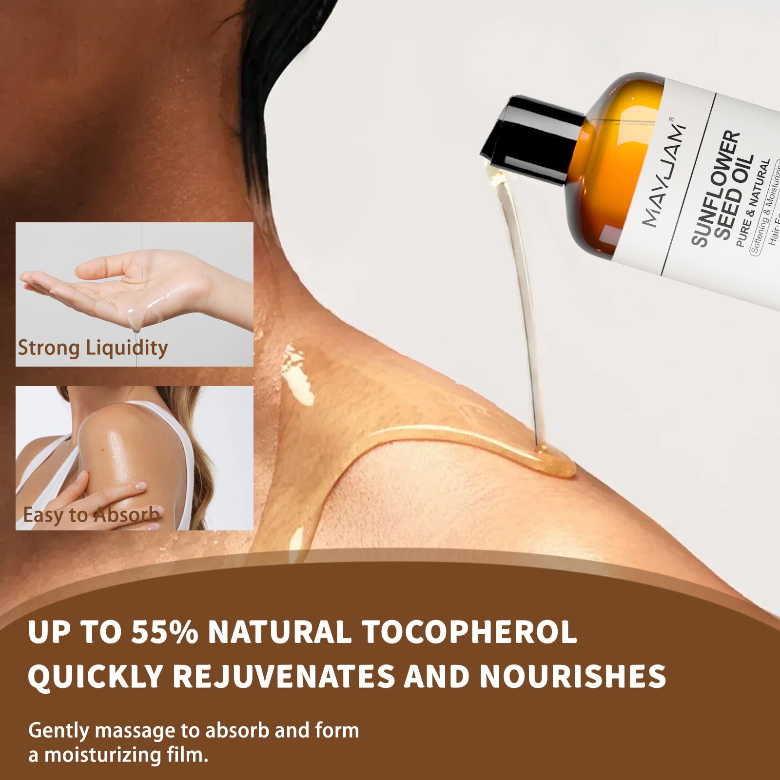 MAYJAM oil pale yellow color signals pure cold-pressed quality.