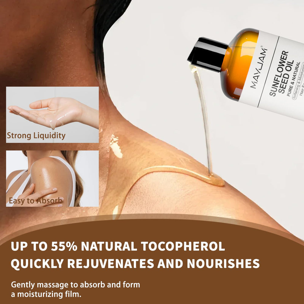 MAYJAM oil pale yellow color signals pure cold-pressed quality.