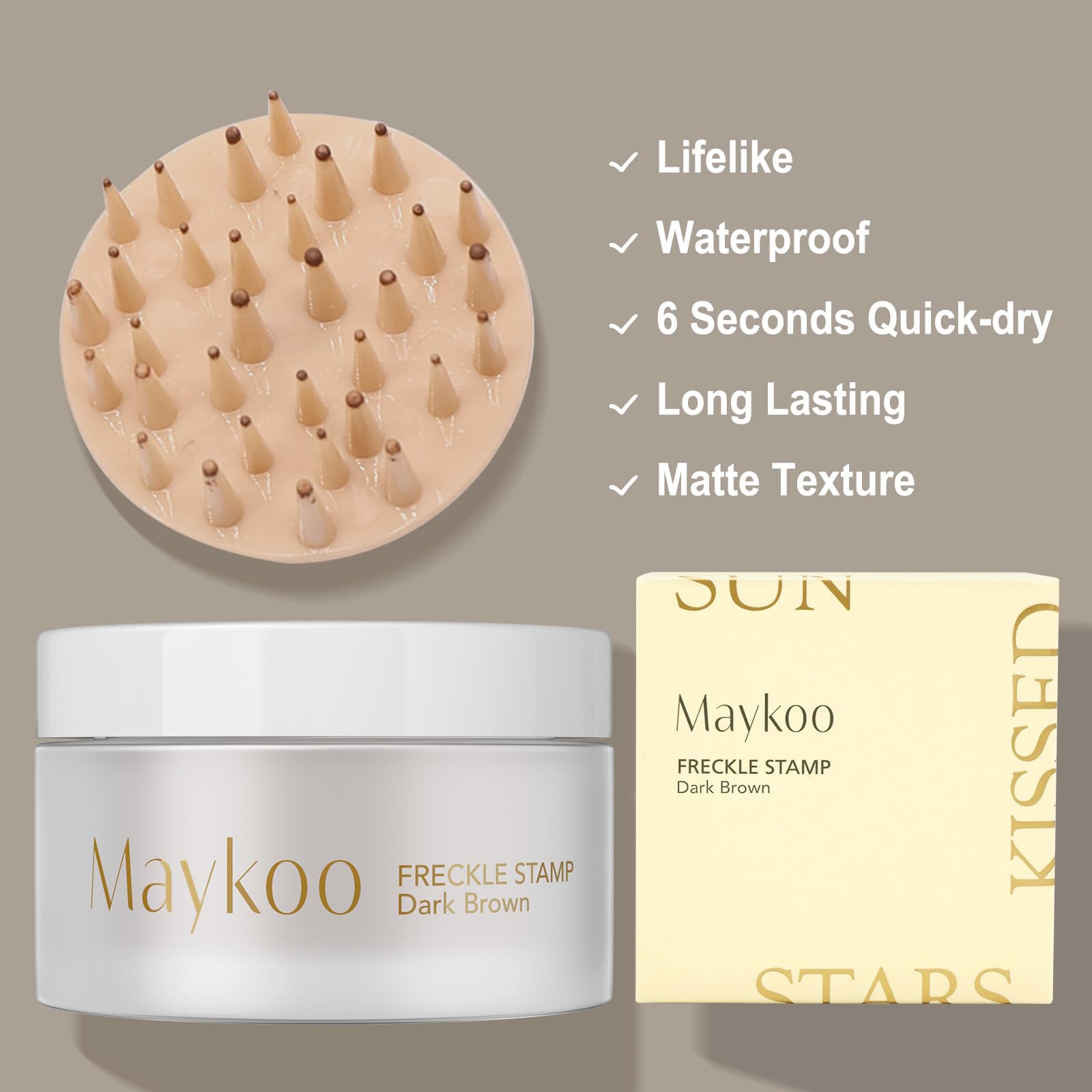 MAYKOO waterproof freckle makeup stays through sun and humidity.