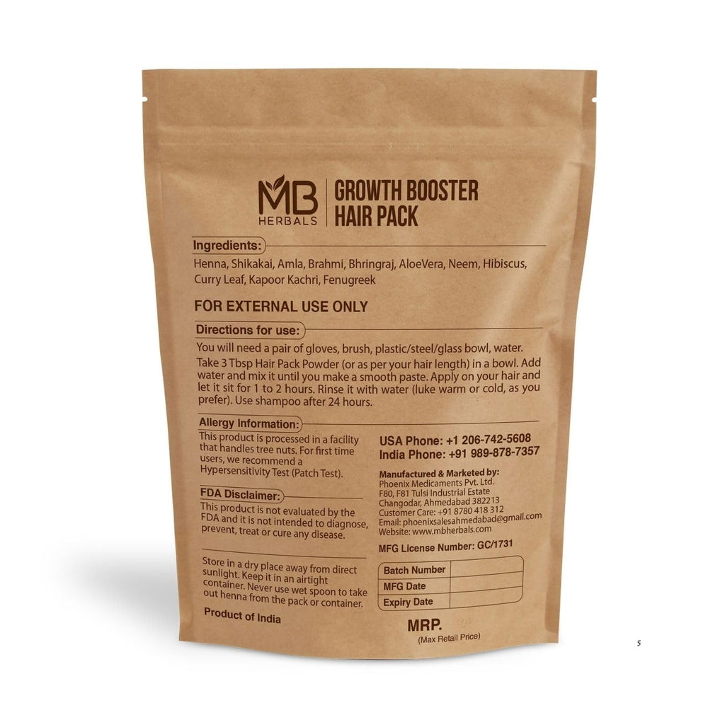 MB Herbals Growth Booster Hair Pack being applied for easy nourishment and conditioning.