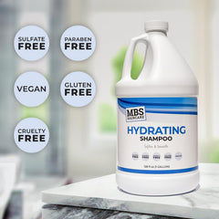 MBS Haircare Hydrating Shampoo lather close-up shows gentle cleansing without stripping