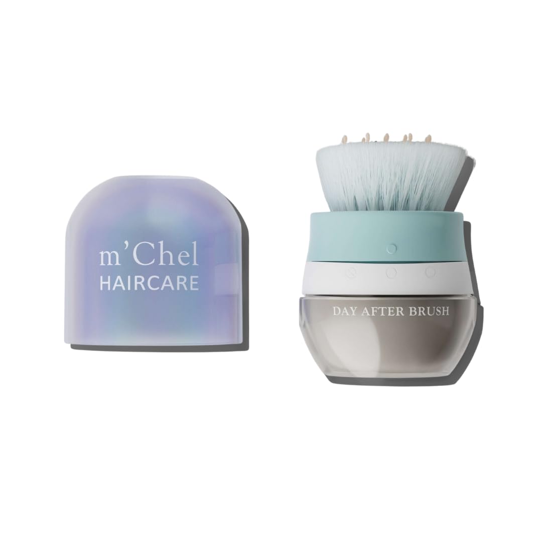 m'chel Day After Brush Dry Shampoo bottle with fragrance-free formula for fresh, oil-free hair.