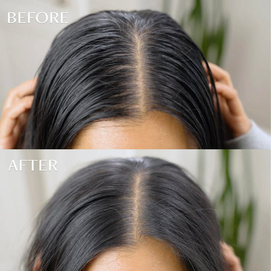 Patented brush applicator demonstrates precise, scalp-friendly powder application with reduced itchiness.