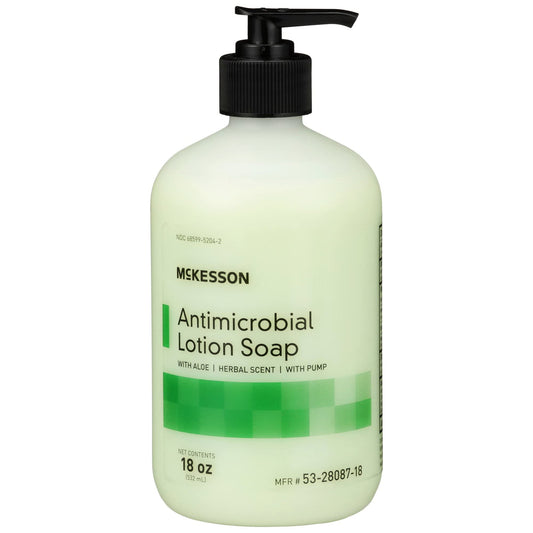 McKesson antimicrobial lotion hand soap bottle pump for clean, refreshed hands.