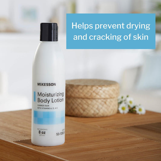 McKesson lotion in hand-application shows quick absorption and smooth skin.
