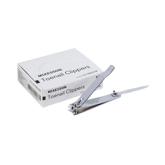McKesson Toenail Clippers with File hero image highlighting durable steel design for home grooming