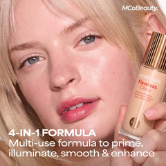 Liquid highlighter on cheekbones for targeted radiance