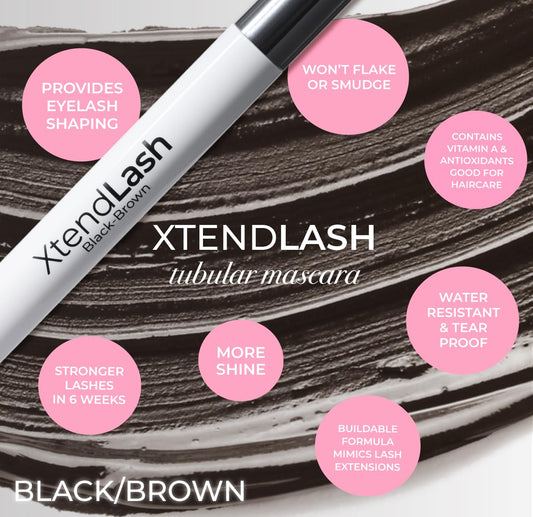 MCoBeauty Xtendlash application swatch demonstrates buildable color from natural to dramatic.