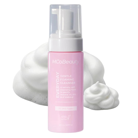 MCoBeauty Everyday Gentle Foaming Cleanser bottle provides a refreshing, balanced cleanse.