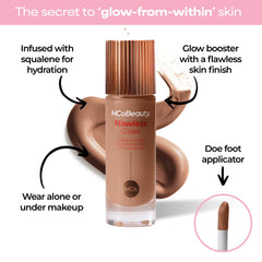 MCoBeauty Flawless Glow swatch reveals soft radiance on skin