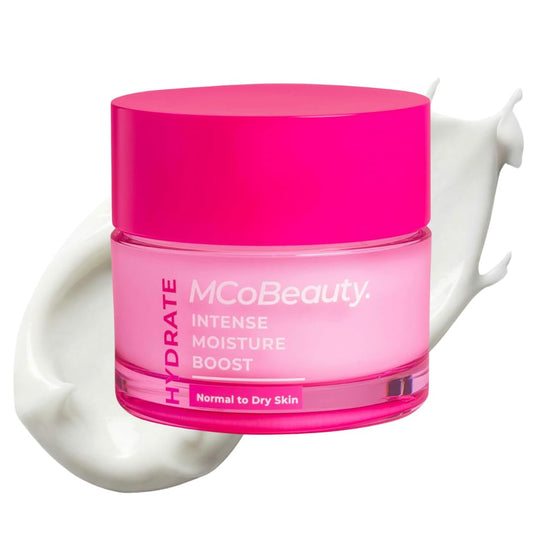 MCoBeauty Hydrate Intense Moisture Boost bottle for daily, soothing hydration.