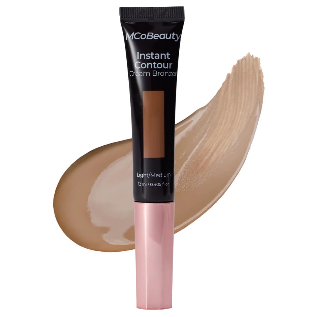 MCoBeauty Instant Contour Stick in light-medium bottle creates natural definition on cheeks.