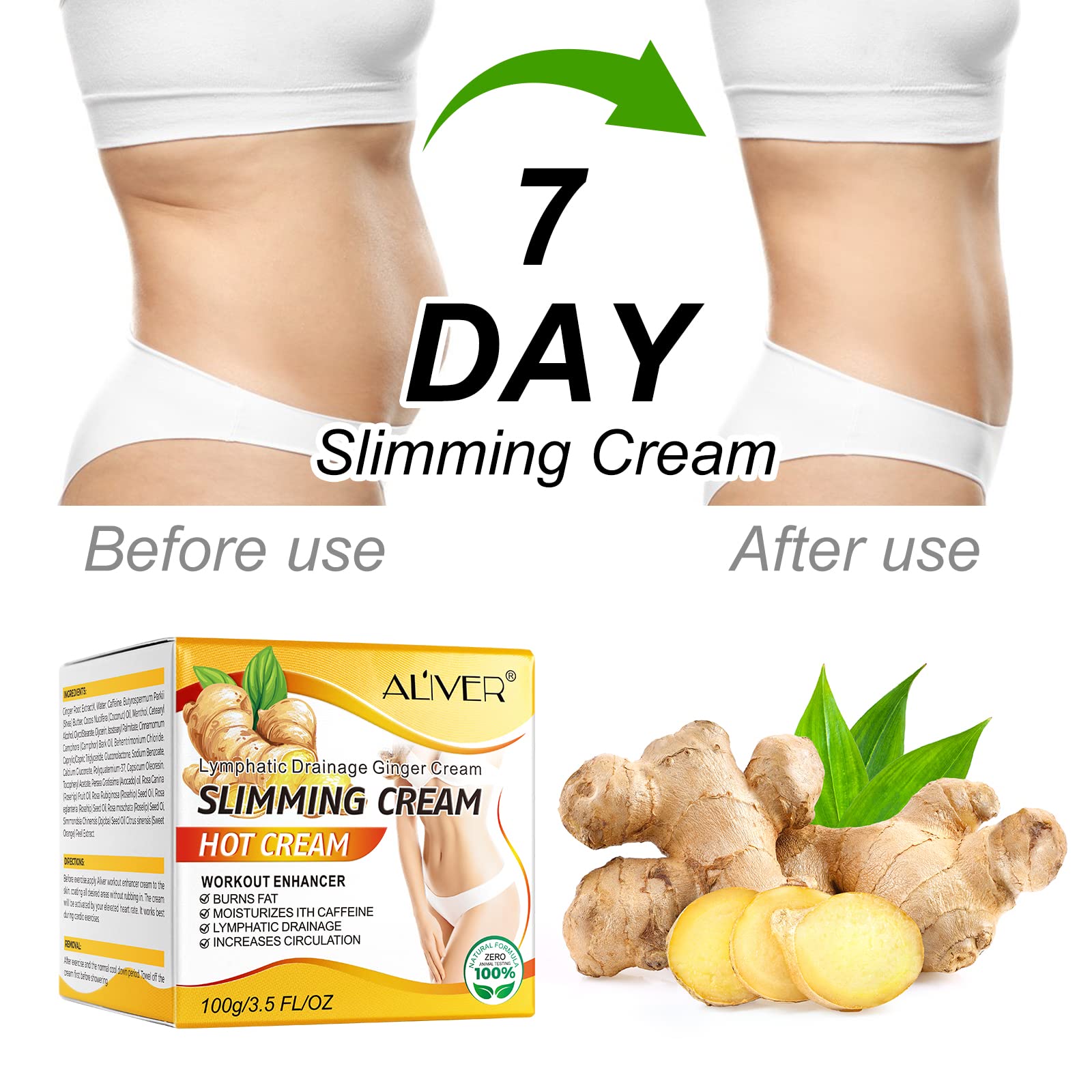 Mcukv Ginger Hot Sweat Enhancer texture closeup shows light, fast-absorbing formula