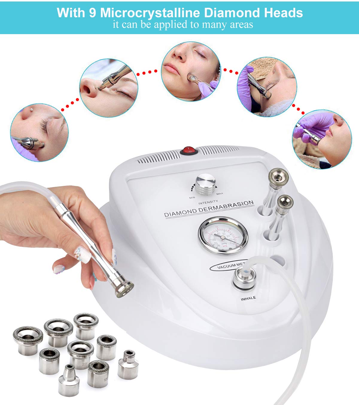 Mcwdoit nine diamond heads enable multi-area treatment