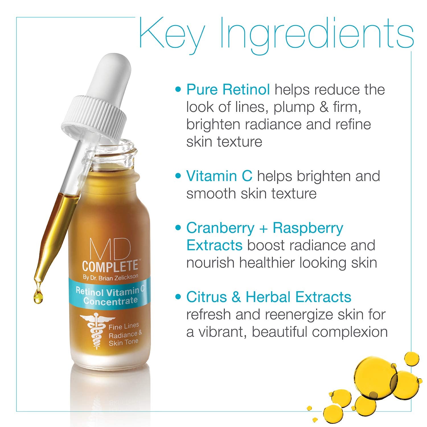 MD Complete advanced vitamin C formula ingredients displayed as potent antioxidants