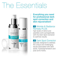 MD Complete Dark Spot Duo vitamin C glow hints at radiant complexion.