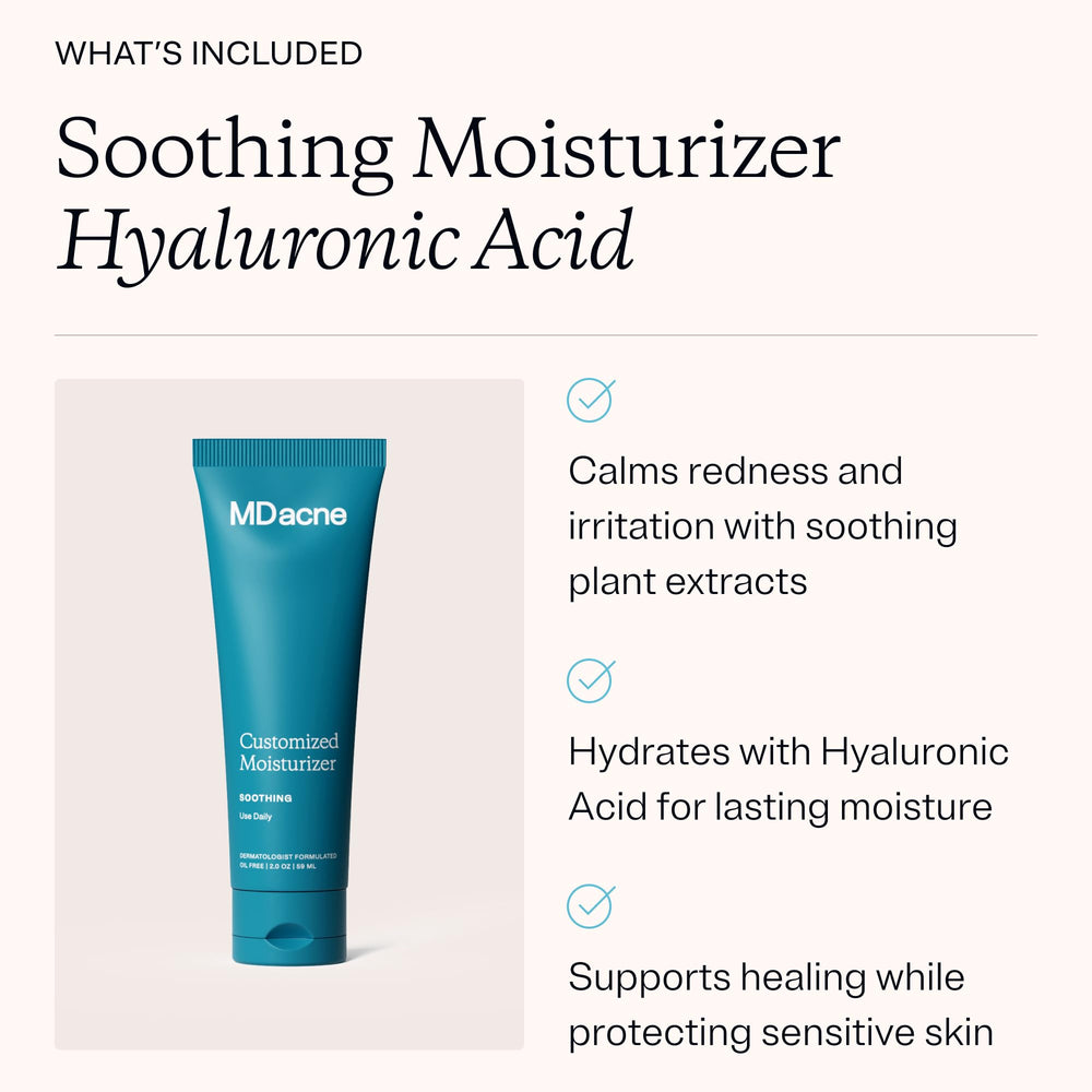 MDacne 3-step routine step 2 benzoyl cream targets active pimples gently.