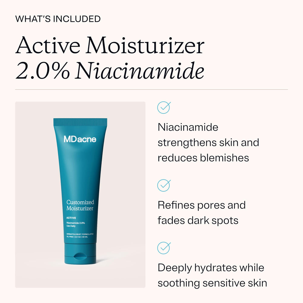 MDacne dermatologist formulated seal signifying quality and safety.