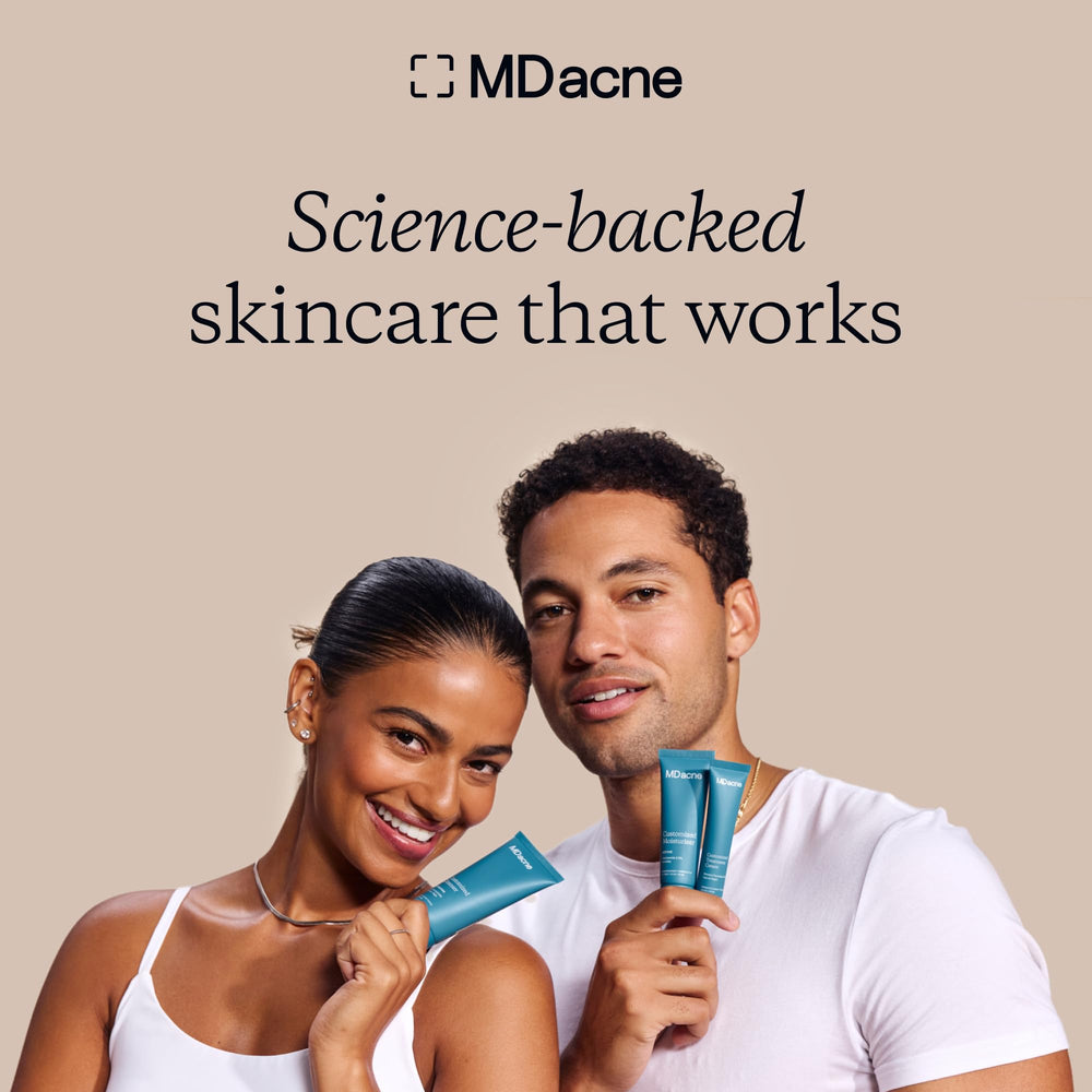 MDacne Shaving Cream packaging communicates compact 1.7 oz size for travel