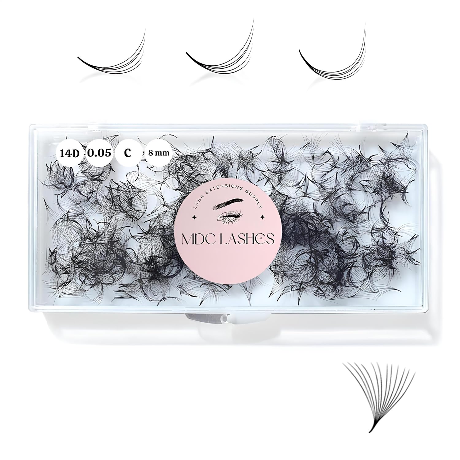 MDC LASHES 500 premade fans in packaging, ready to speed up lash sets.