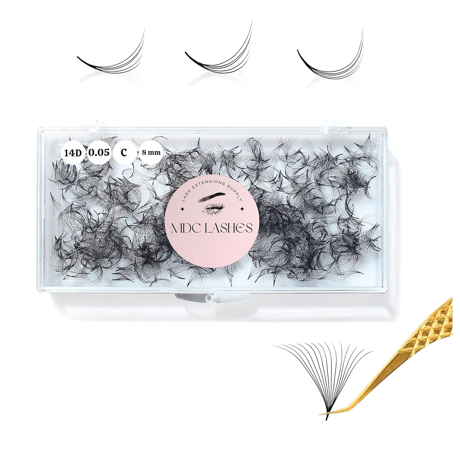 MDC Lashes Promade Fans 5D-16D volume lashes for fast fullness (8-16 mm)